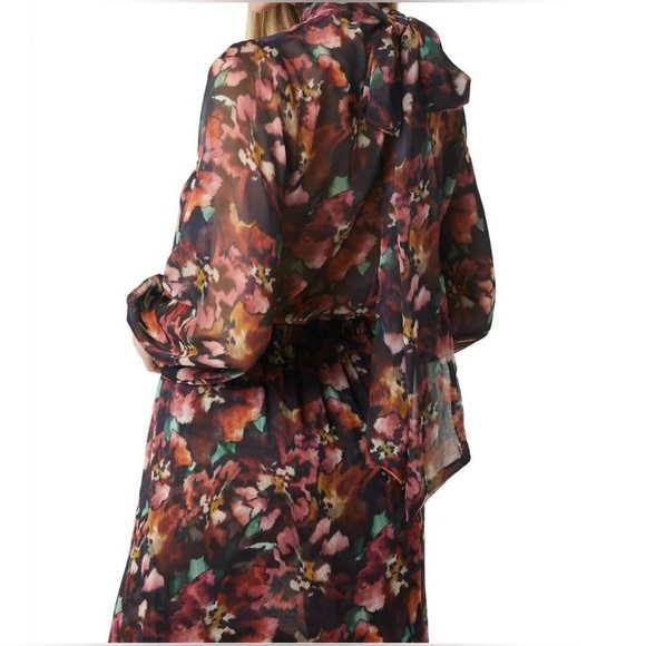 MISA Los Angeles Lulu Top in Libra Fleur Chiffon Blouse Size M Luxury Floral - Picture 2 of 9